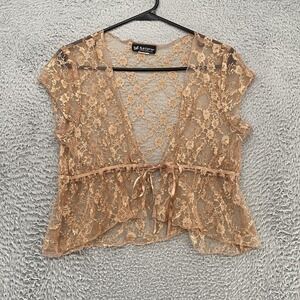 Self Esteem Sheer Lace Y2K Babydoll Top Womens XL Vintage Dainty Feminine Whimsy
